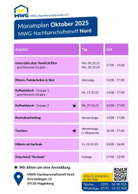Monatsplan Oktober 2025 - Nord
