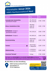 Monatsplan Januar 2026 - Nord