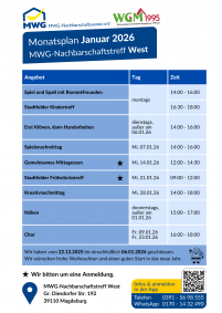 Monatsplan Januar 2026 - West
