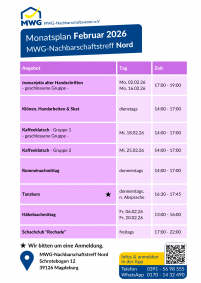 Monatsplan Februar 2026 - Nord