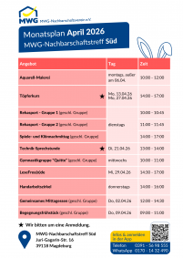 Monatsplan April 2026 - Süd