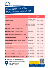 Monatsplan Mai 2026 - Süd