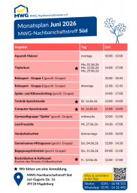 Monatsplan Juni 2026 - Süd