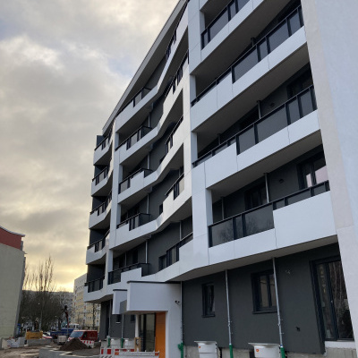 Luisencarré - Eingangsbereich Paul-Ehrlich-Str. 1, 3, 5 Bautenstand Februar 2022